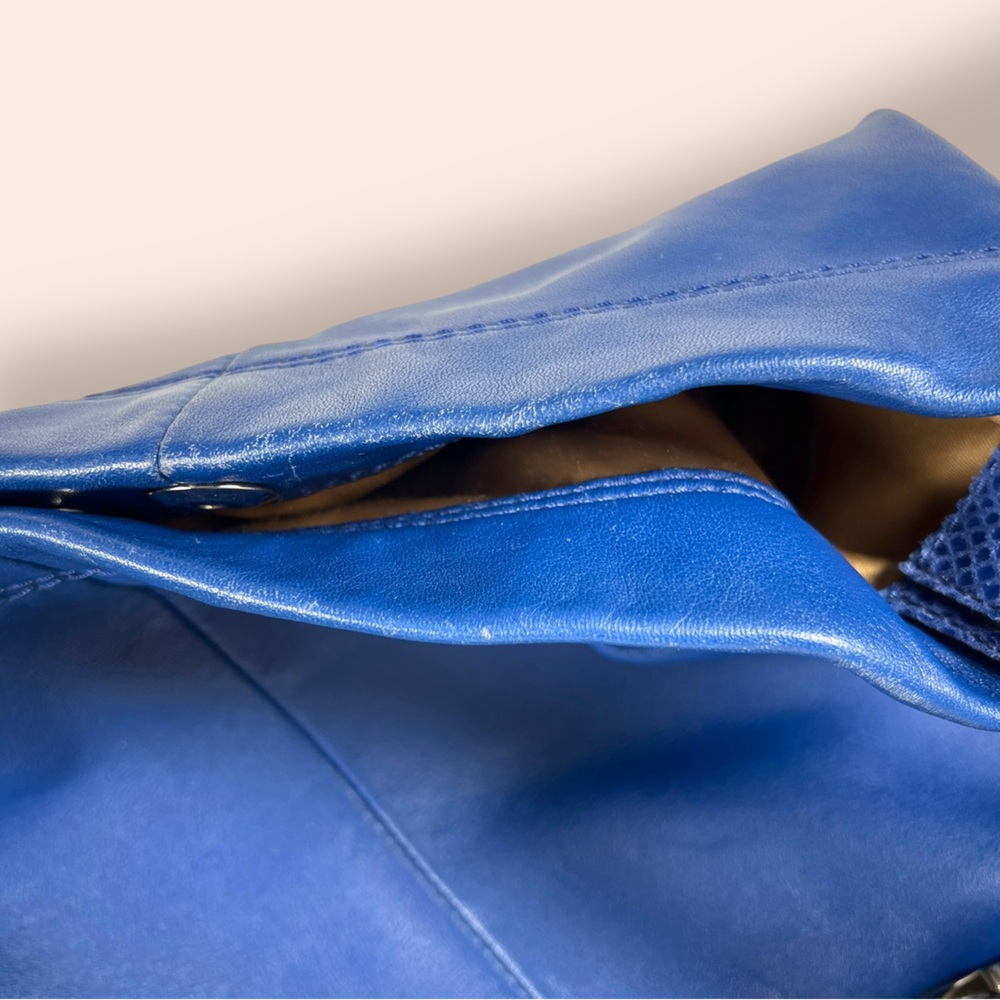 COACH Penelope Cobalt Blue Embossed Snake Hobo Bag, F16535 - Picture 9 of 14
